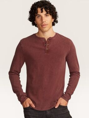 LUCKY BRAND Weekend Long Sleeve Slubbed Henley Shirt | Vineyard Wine | XXL